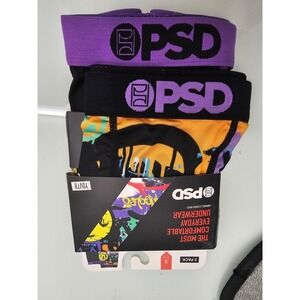 PSD Youth Boxer Briefs 2 Pack Graffiti Smiley Face Black Purple Size Small